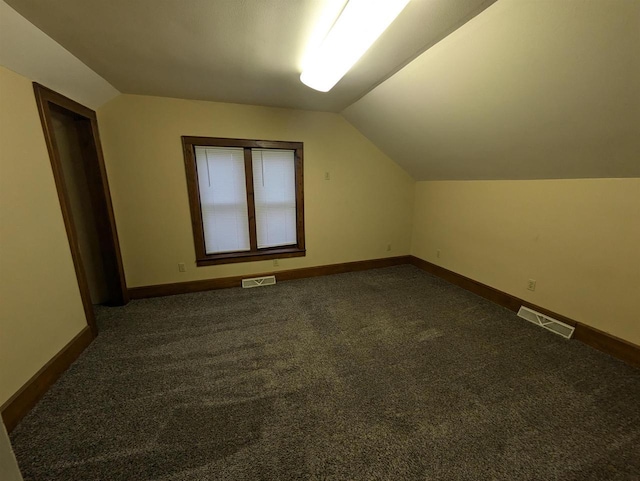 additional living space with carpet and vaulted ceiling