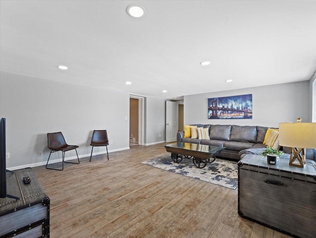 living room featuring light hardwood / wood-style flooring