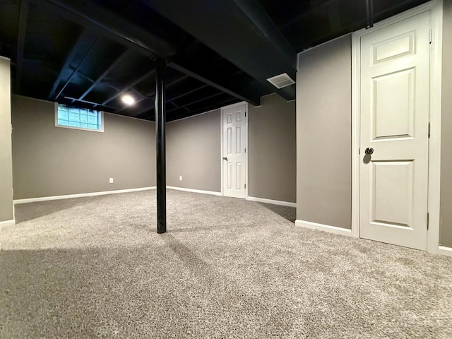 basement featuring carpet floors