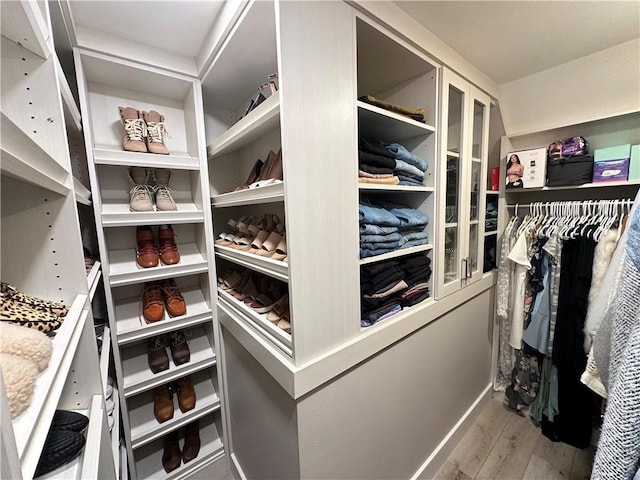 spacious closet featuring hardwood / wood-style floors