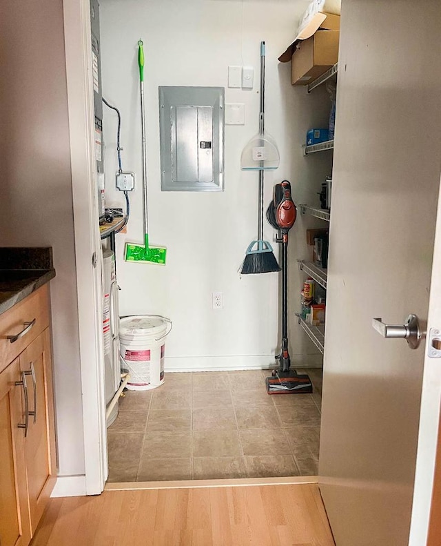 bathroom with vanity and electric panel