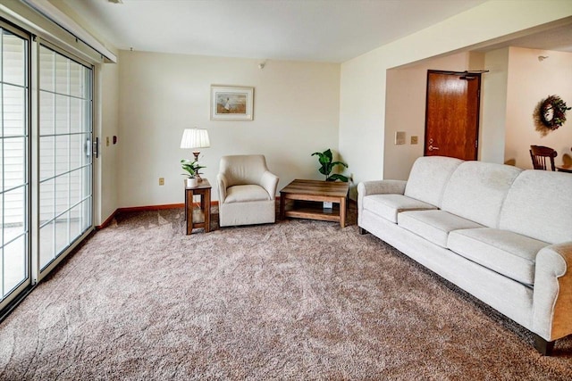 living room featuring carpet flooring