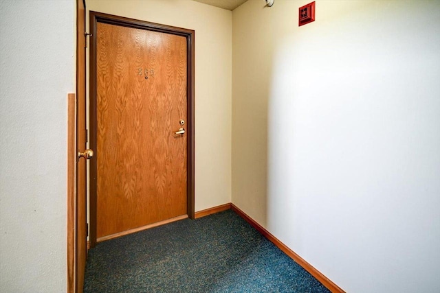 doorway to outside featuring carpet floors