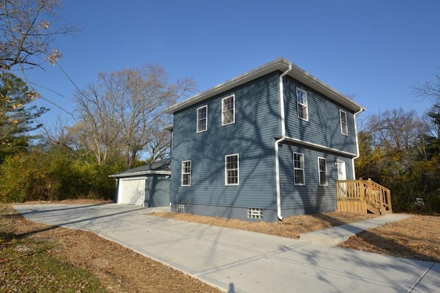 view of home's exterior with a garage