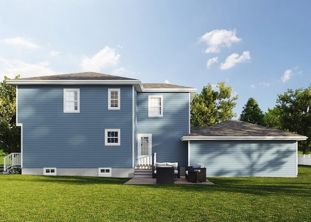 rear view of house with a lawn