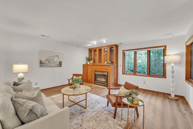 living room with light wood-type flooring