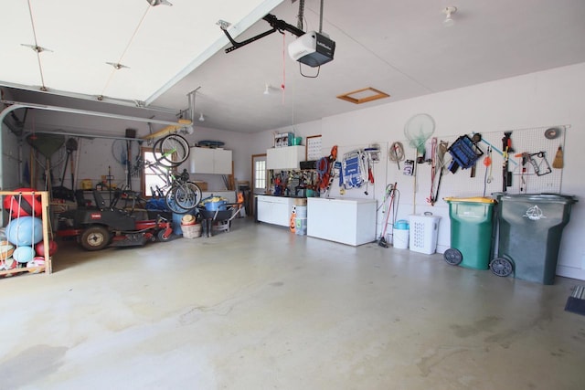 garage with a garage door opener