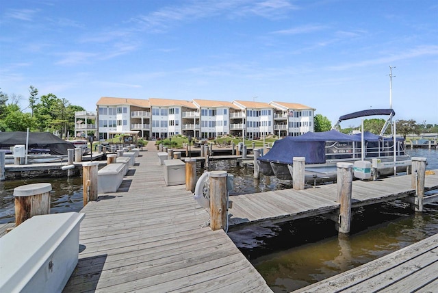 view of dock featuring a water view