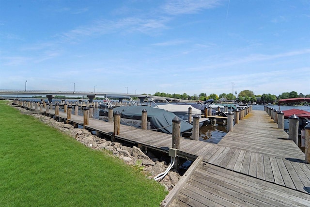 dock area featuring a water view