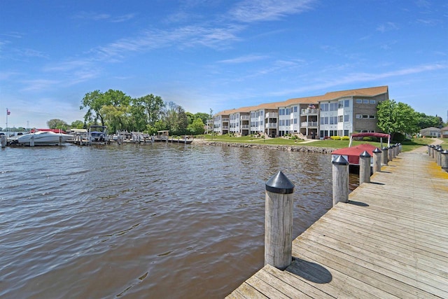 view of dock featuring a water view