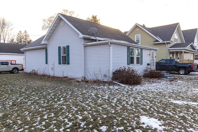 view of snow covered exterior