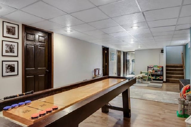 playroom with wood-type flooring