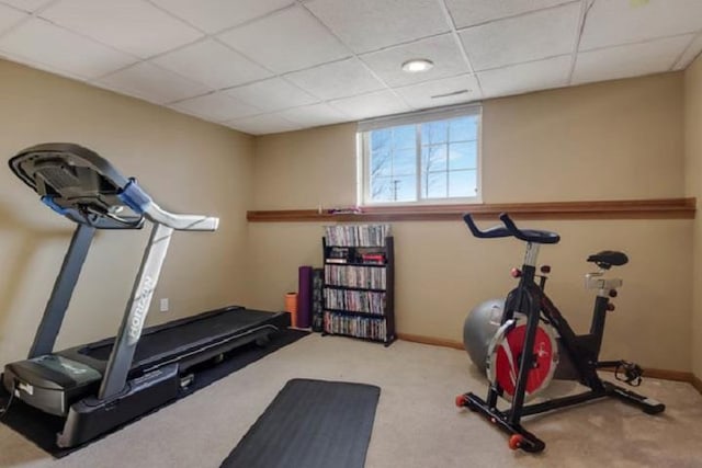 exercise area with carpet flooring