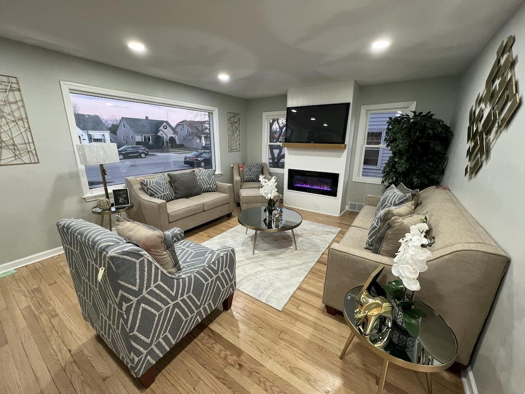 living room featuring light hardwood / wood-style flooring