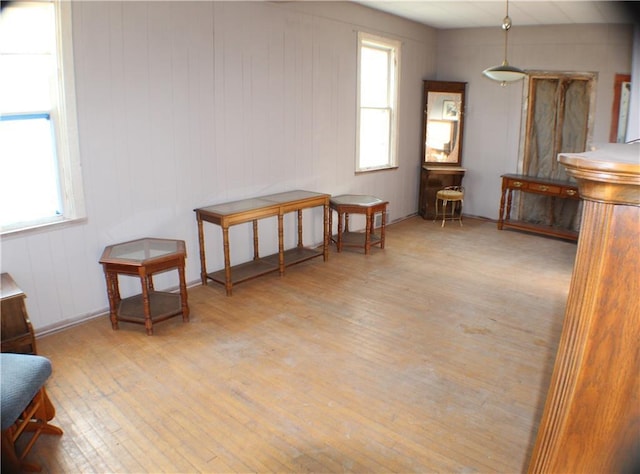 interior space with light hardwood / wood-style floors