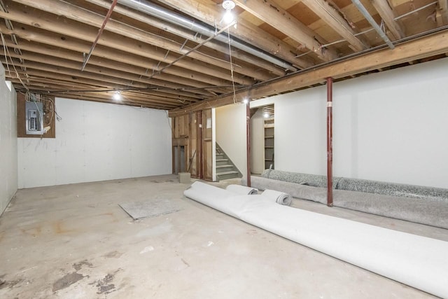 basement with electric panel