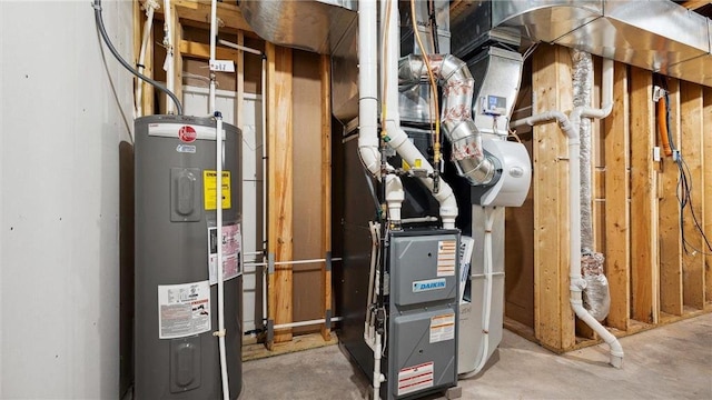 utility room featuring electric water heater