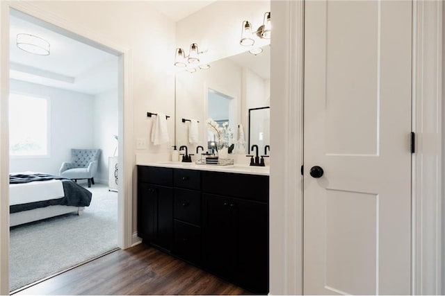 bathroom featuring vanity and wood-type flooring