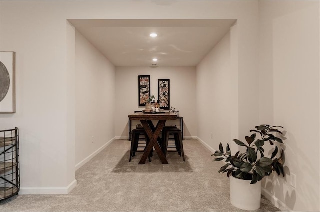 view of carpeted dining room