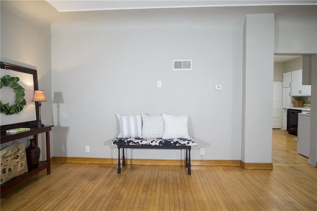 living area featuring light wood-type flooring