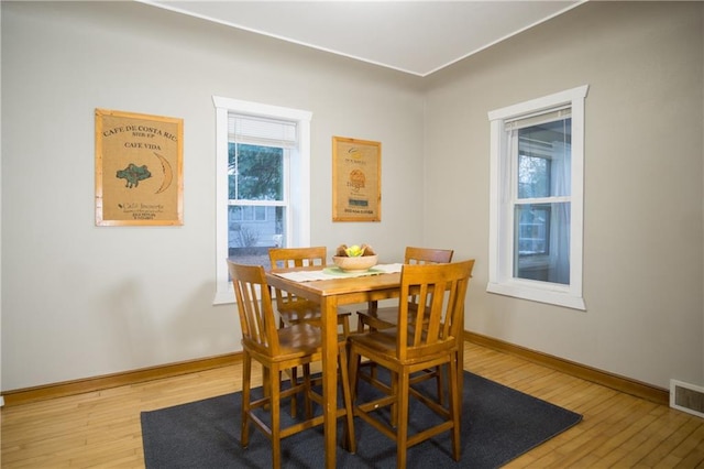 dining area with light wood-type flooring