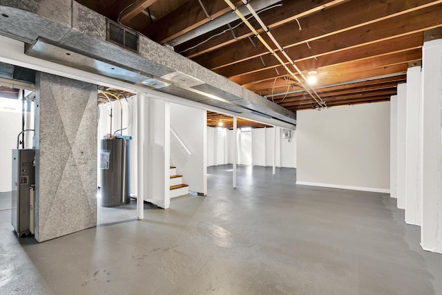 basement with electric water heater