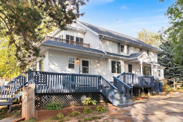 view of front facade featuring a deck