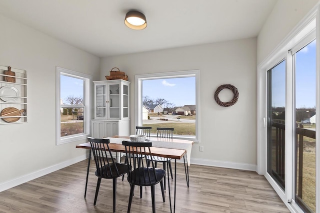 dining area featuring hardwood / wood-style floors and plenty of natural light