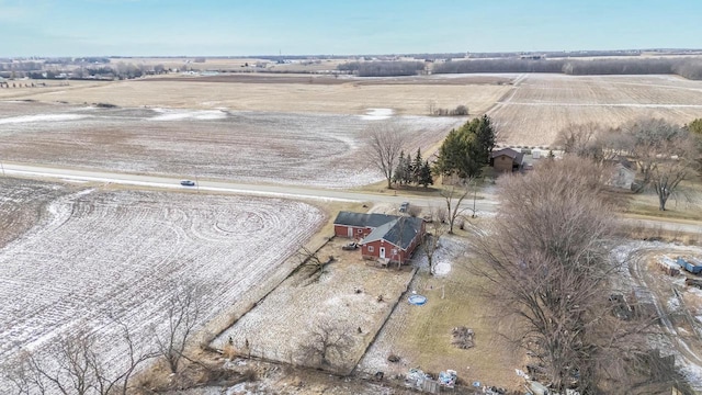 birds eye view of property featuring a rural view