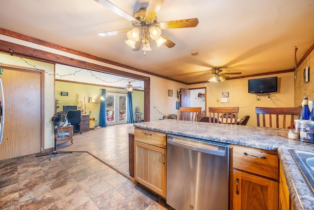 kitchen featuring dishwasher and crown molding