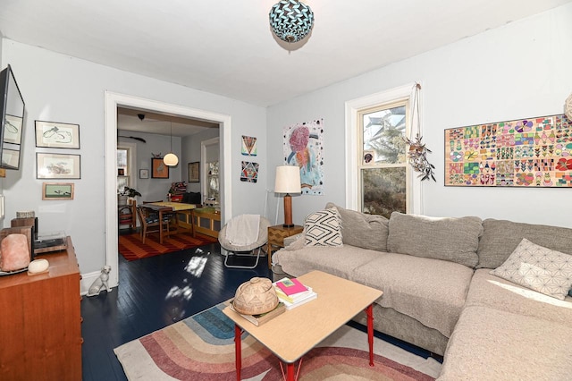 living room featuring wood-type flooring