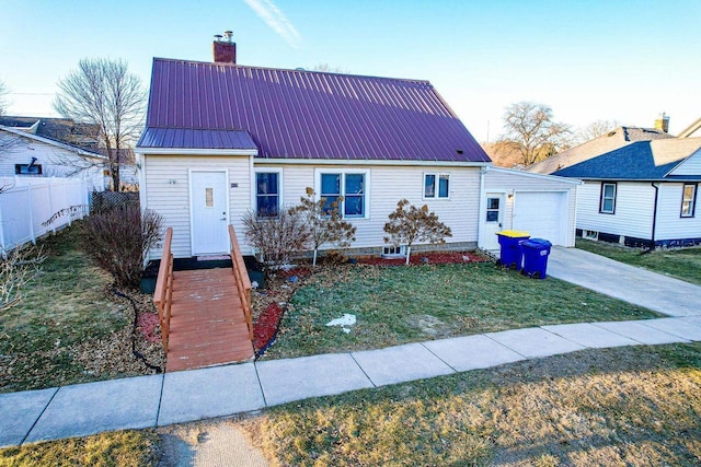 view of front facade featuring a front lawn