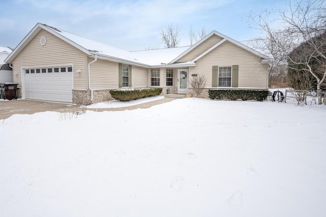 single story home with a garage