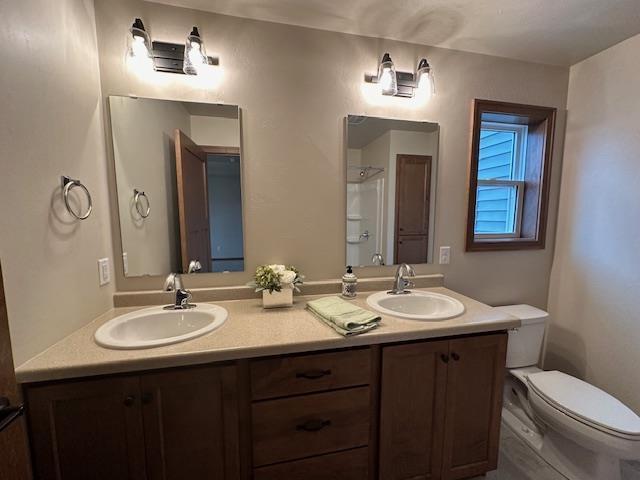 bathroom with vanity and toilet