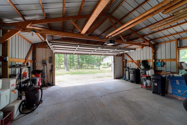 garage with a garage door opener