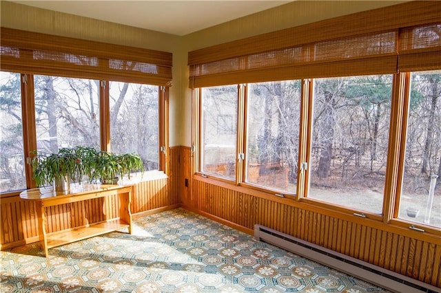 sunroom / solarium featuring a baseboard radiator