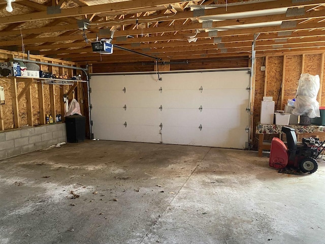 garage with a garage door opener