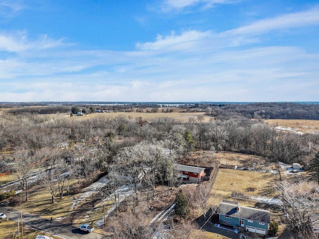 drone / aerial view with a rural view