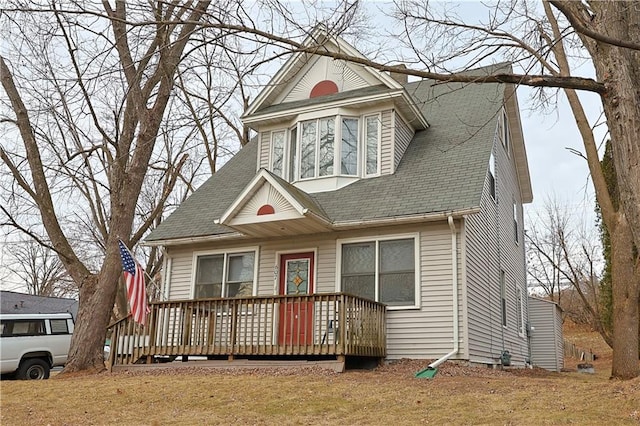 view of front of home with a wooden deck