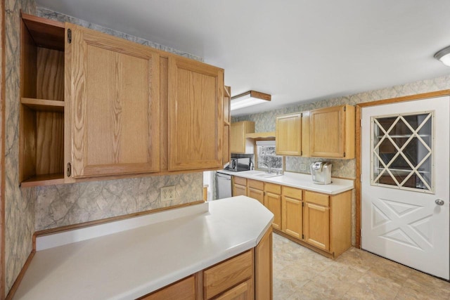 kitchen featuring backsplash, dishwasher, and sink