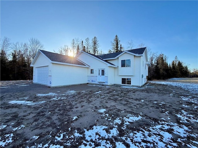 exterior space featuring a garage