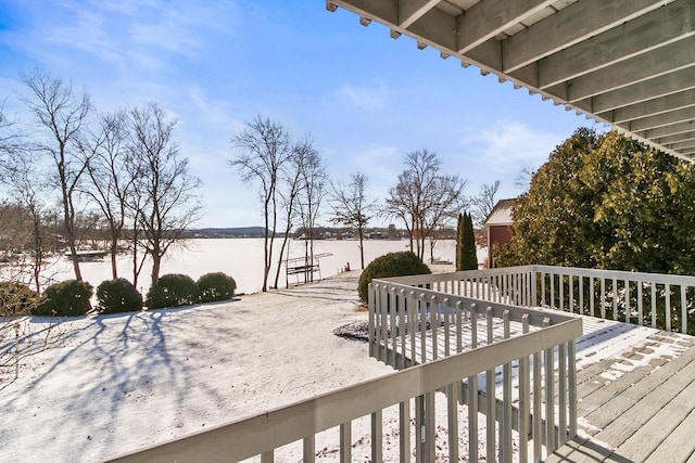 deck with a water view