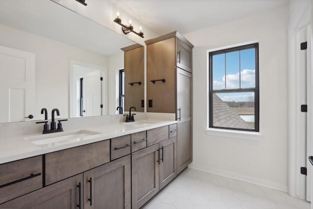 bathroom featuring vanity and tile patterned floors