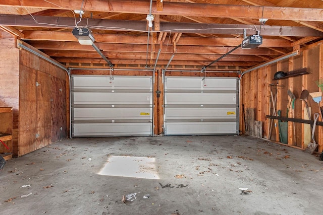 garage with a garage door opener