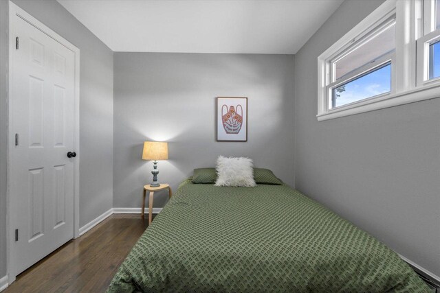 bedroom featuring dark wood-type flooring