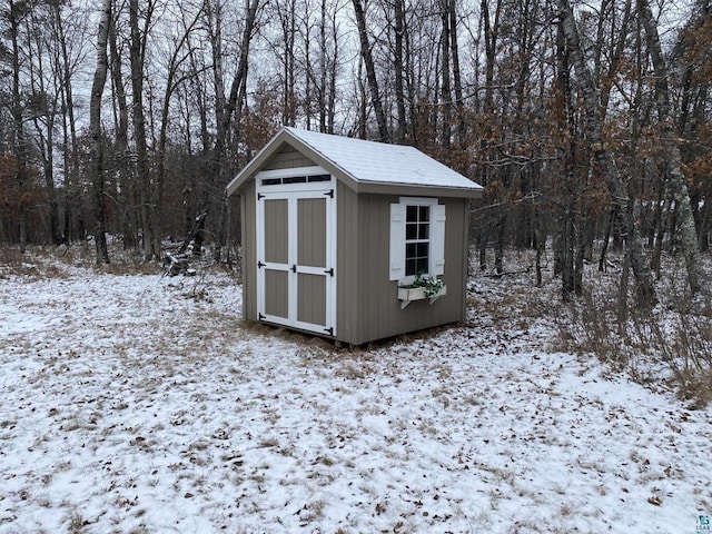 view of snow covered structure