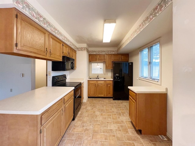 kitchen with black appliances