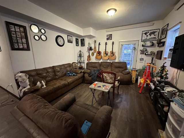 living room featuring dark hardwood / wood-style floors