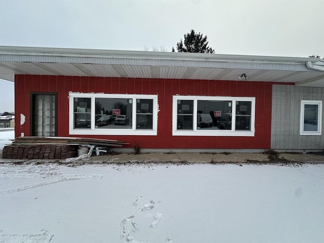 view of snow covered exterior