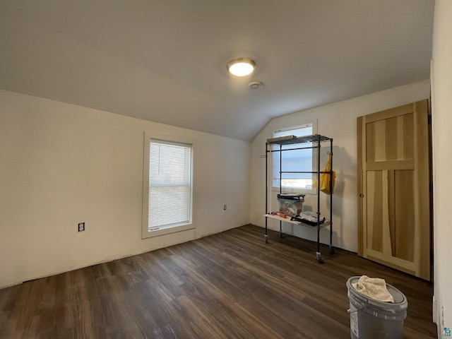 115 8th St E, Ashland, WI 54806 - bonus room with vaulted ceiling and dark wood-style flooring